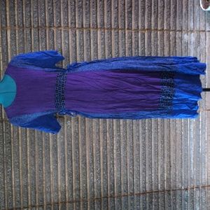 Vintage Boho Purple Blue Maxi Dress
